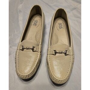 SAS Womens Leather Loafers 8.5M Tan/Cream Slip Resistant  Comfort Shoes Easy On